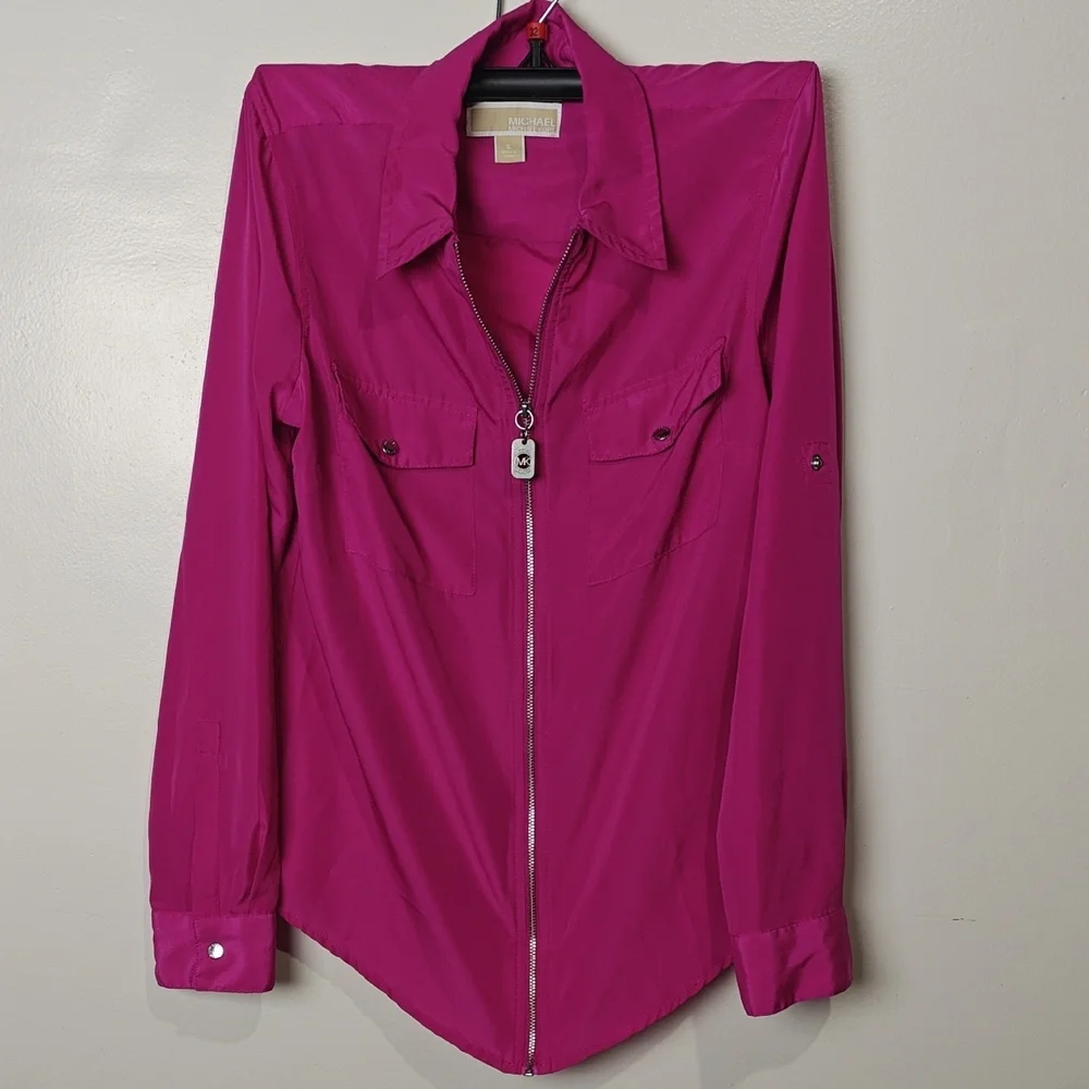 Michael Kors Fuchsia Zip-Up Blouse